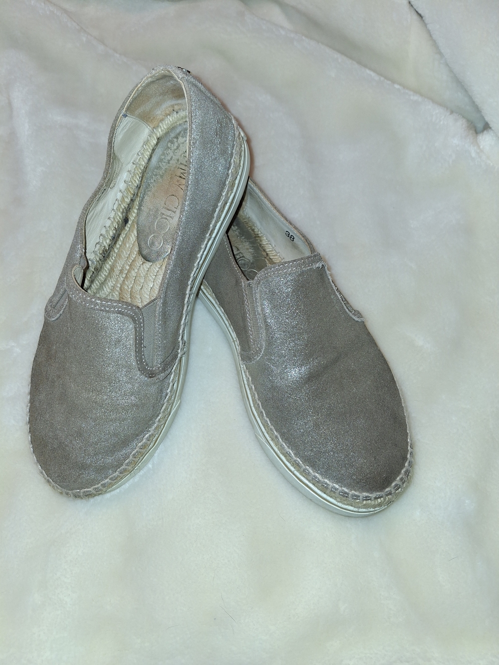 Jimmy Choo Slip-On Espadrille Sneakers in Gold